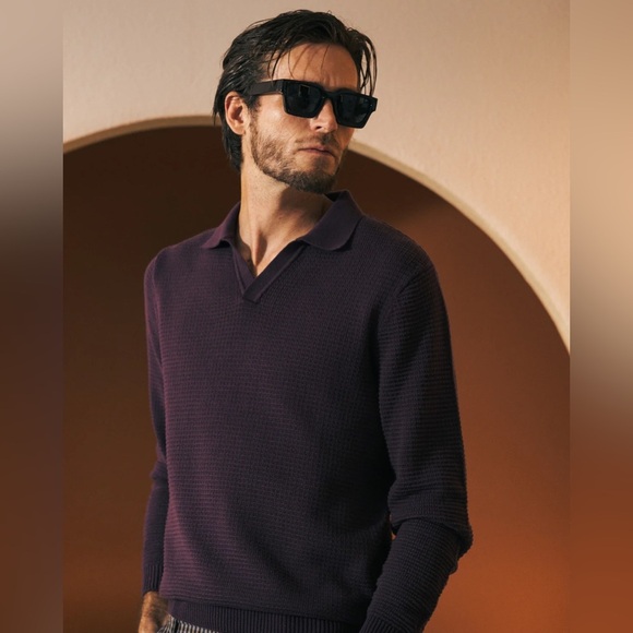 DANDY DEL MAR | XS THE SEBASTIAN LONG SLEEVE POLO IN AMETHYST - Picture 2 of 8